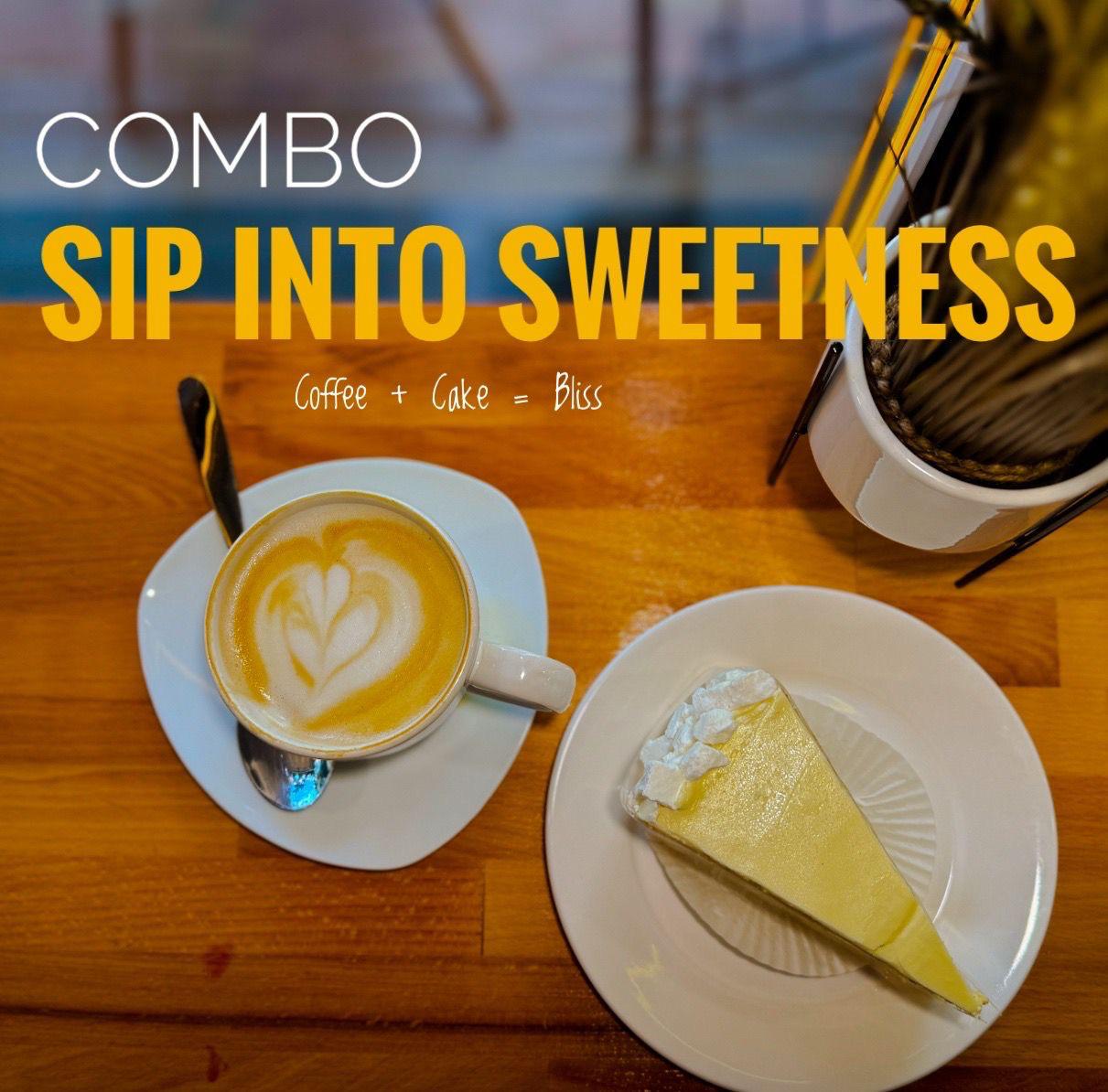 Cappuccino and cheesecake — Sippin Coffee Almaty